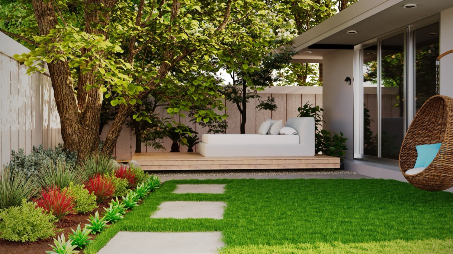 Terrasse bois et plantations